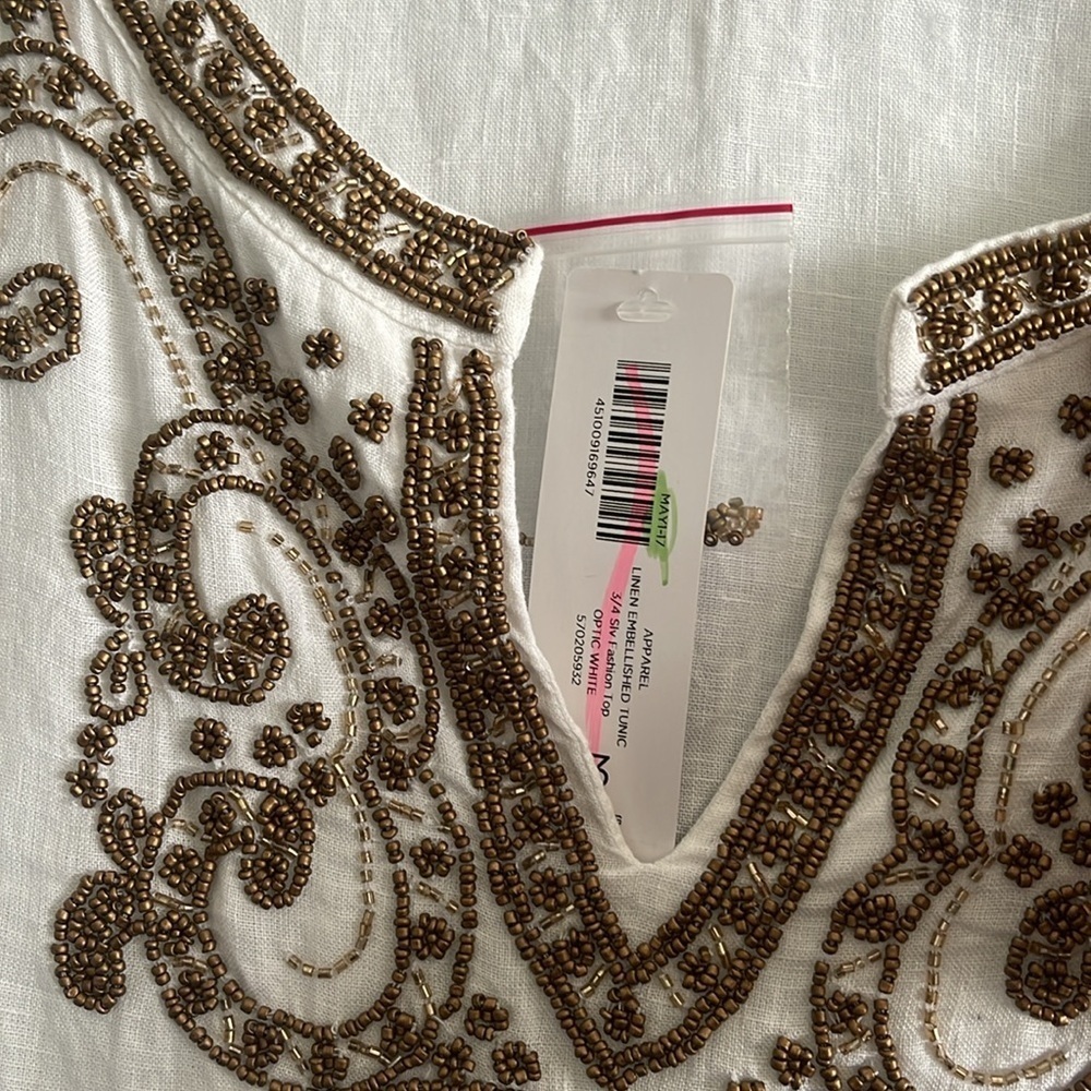 Embellished Linen Tunic Size Top Size 3 - Picture 11 of 11